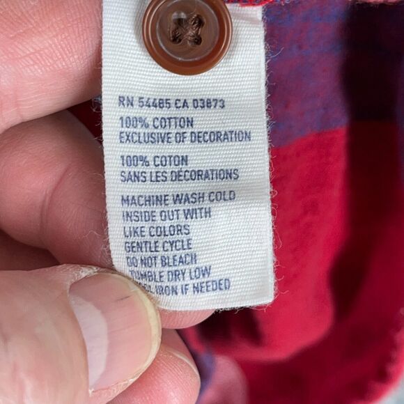 American Eagle Shirt Womens 8 Red‎ Cotton Plaid Flannel Collared Button-Up Chore - Picture 4 of 7